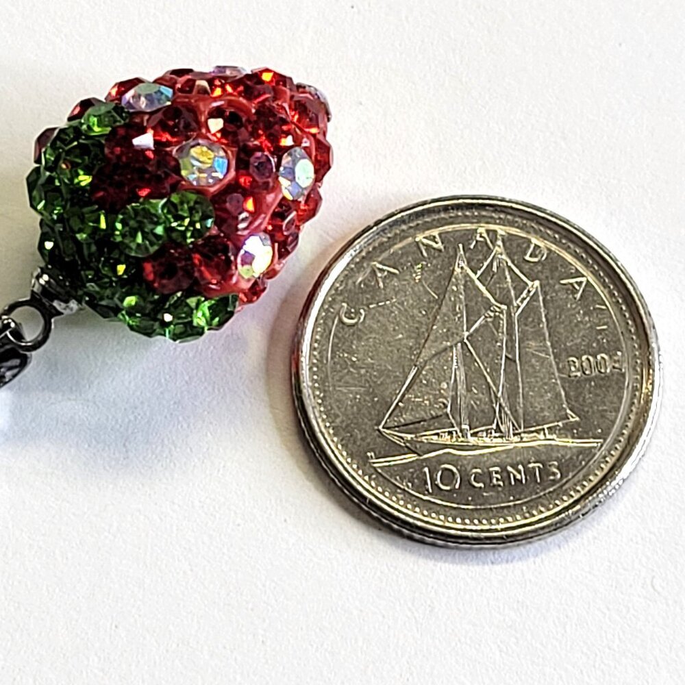 Kids, Teens Red Strawberry Pendant with Swaroski elements on a 18k Silver Chain - Picture 2 of 13